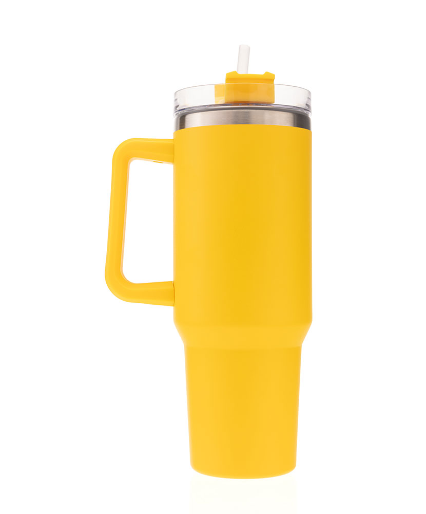 40oz Double Wall Travel Mug with Handle - Yellow